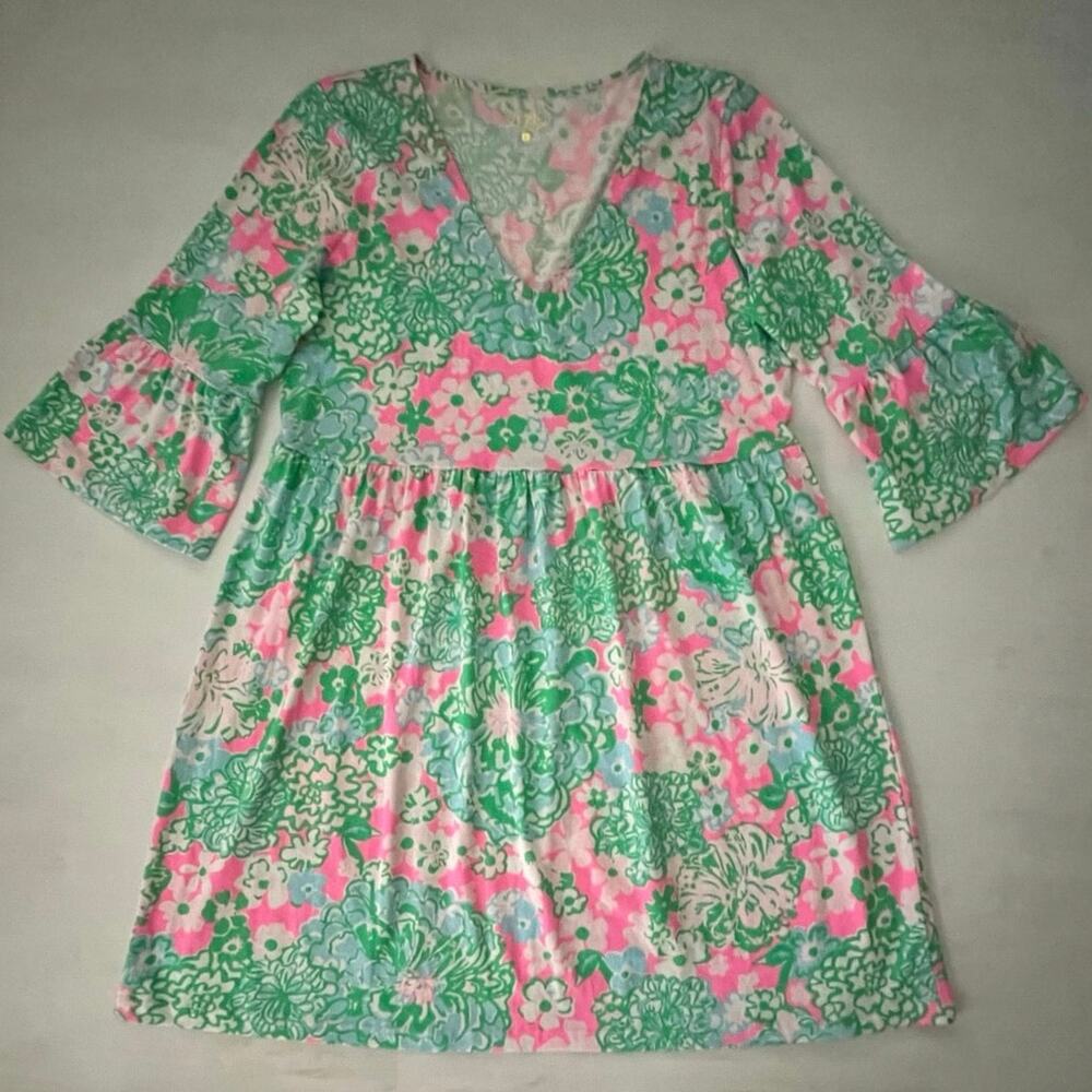 Lilly Pulitzer Multi Plumes in Bloom Jannie Dress Womens Size L Feminine Travel - Picture 7 of 16
